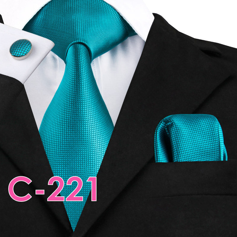 Men’s Solid Color Ribbed Collar Tie – Jacquard Woven Silk Floral Necktie with Wool Lining