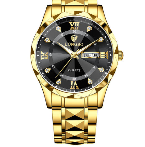 Waterproof Luminous Dual Calendar Watch – Men’s Business Stainless Steel Wristwatch