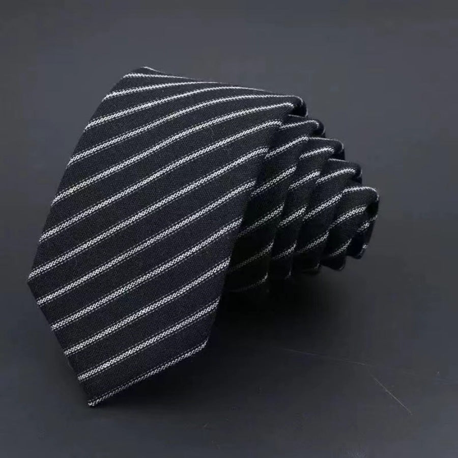 Men’s Business Fashion Tie – Thickened Sanded Fabric Striped & Solid Color Necktie