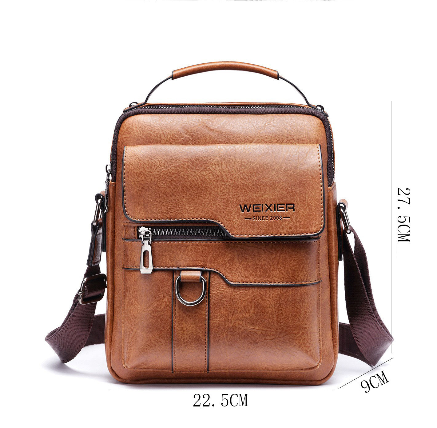 Men’s PU Leather Messenger Bag – Retro Business Shoulder Crossbody Backpack with Flap Design