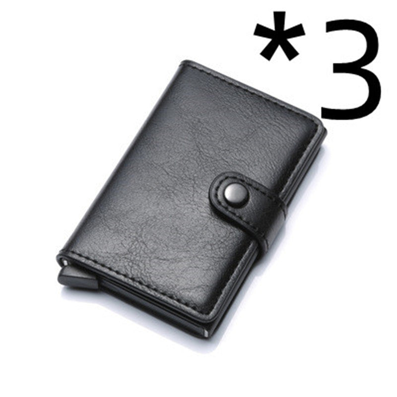 RFID Anti-Theft Vintage Wallet – PU Leather Card Holder with Aluminum Case & Pop-Up Design