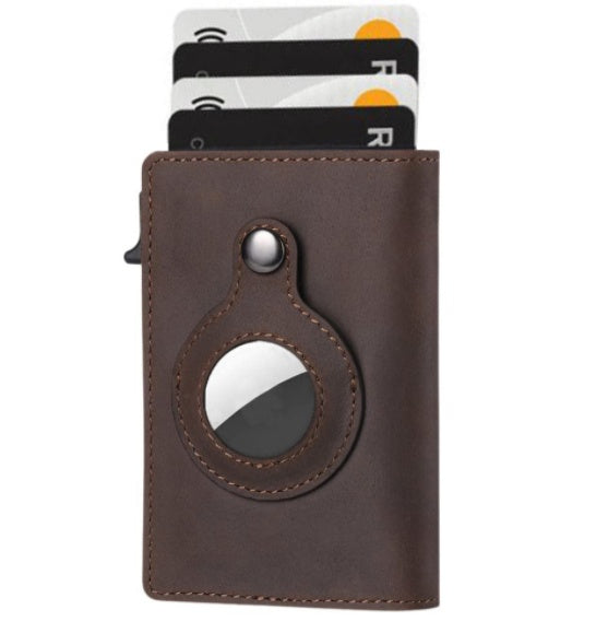 AirTag Wallet for Men – Anti-Theft RFID Slim Leather Card Holder with Money Clip & Apple AirTag Pocket
