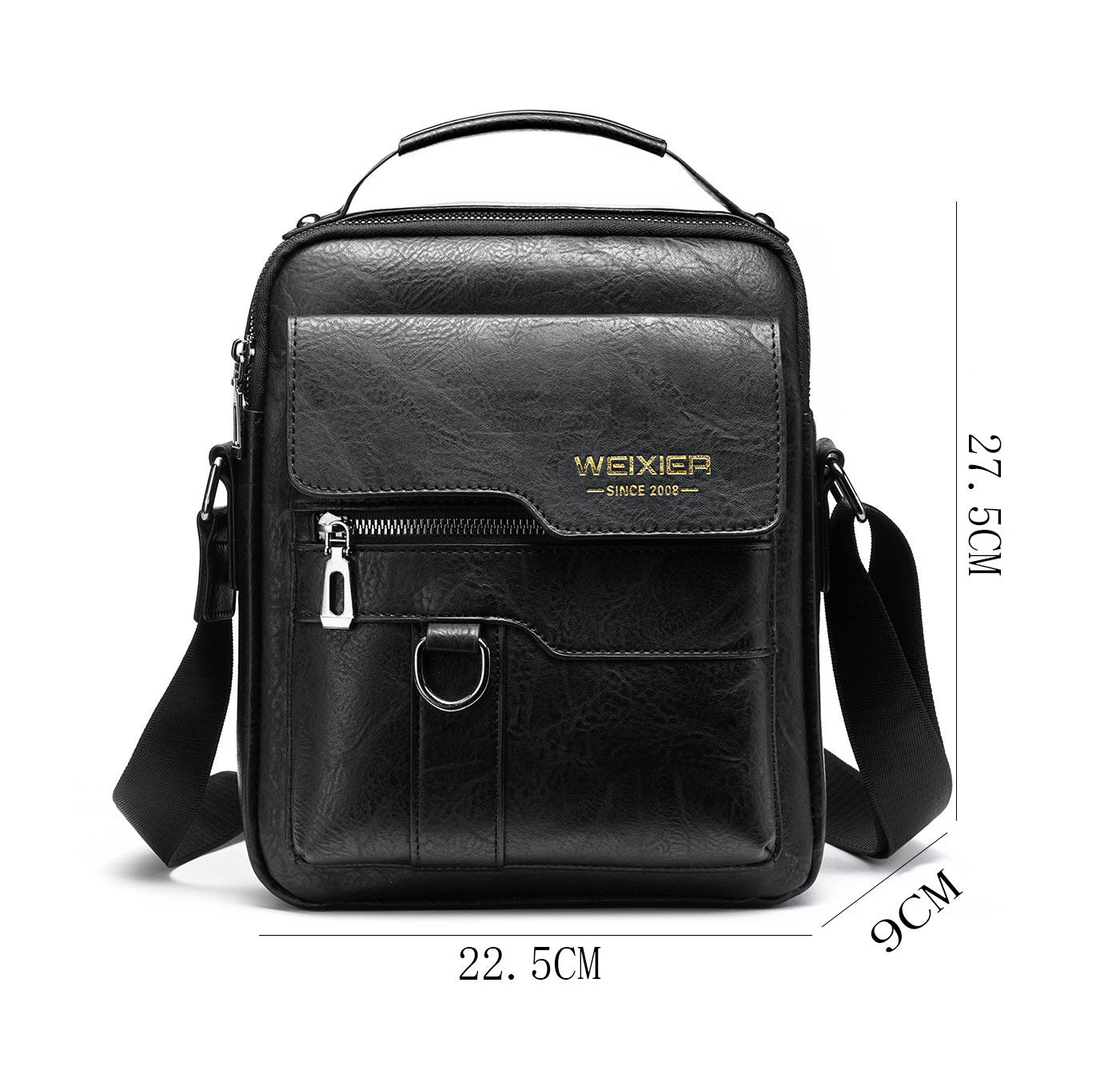 Men’s PU Leather Messenger Bag – Retro Business Shoulder Crossbody Backpack with Flap Design