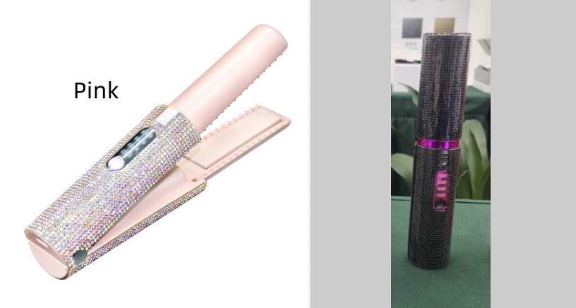 2-in-1 Electric USB Hair Straightening Brush – Wireless Ceramic Comb & Hair Curler