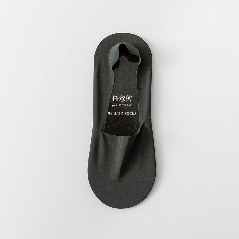 Men’s Invisible Low Cut Socks – Seamless Ice Silk Cotton Non-Slip Breathable