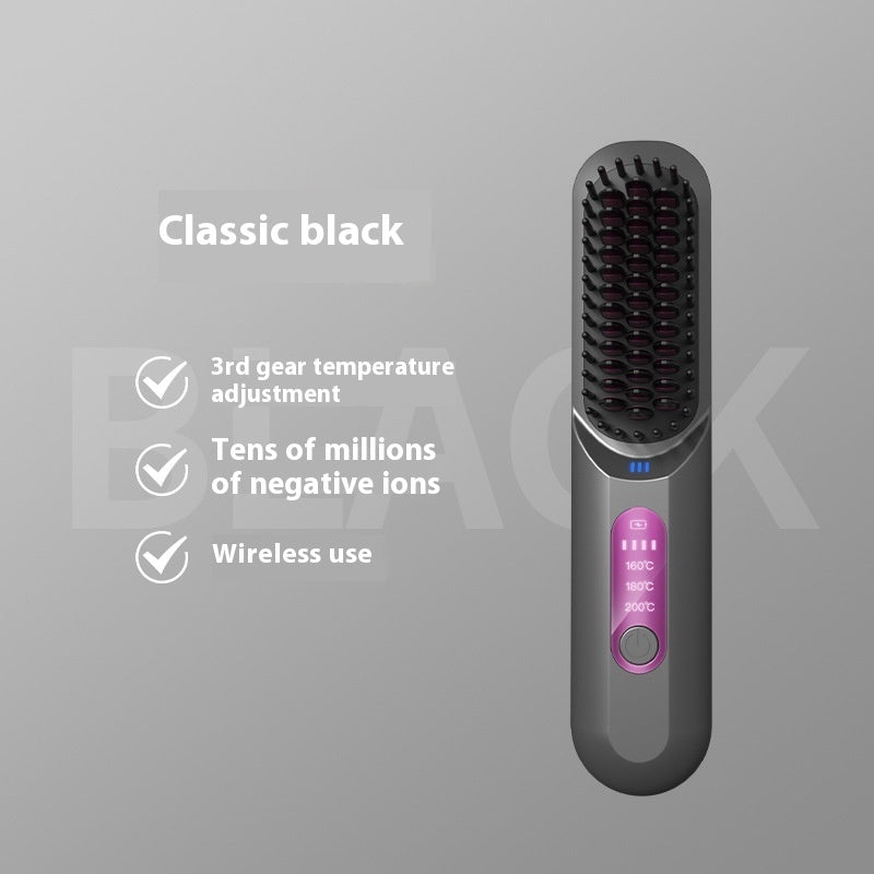 Wireless Hair Straightener Comb with Adjustable Anion Technology – Portable Rechargeable Styling Tool
