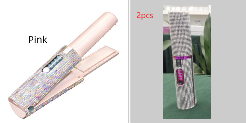 2-in-1 Electric USB Hair Straightening Brush – Wireless Ceramic Comb & Hair Curler