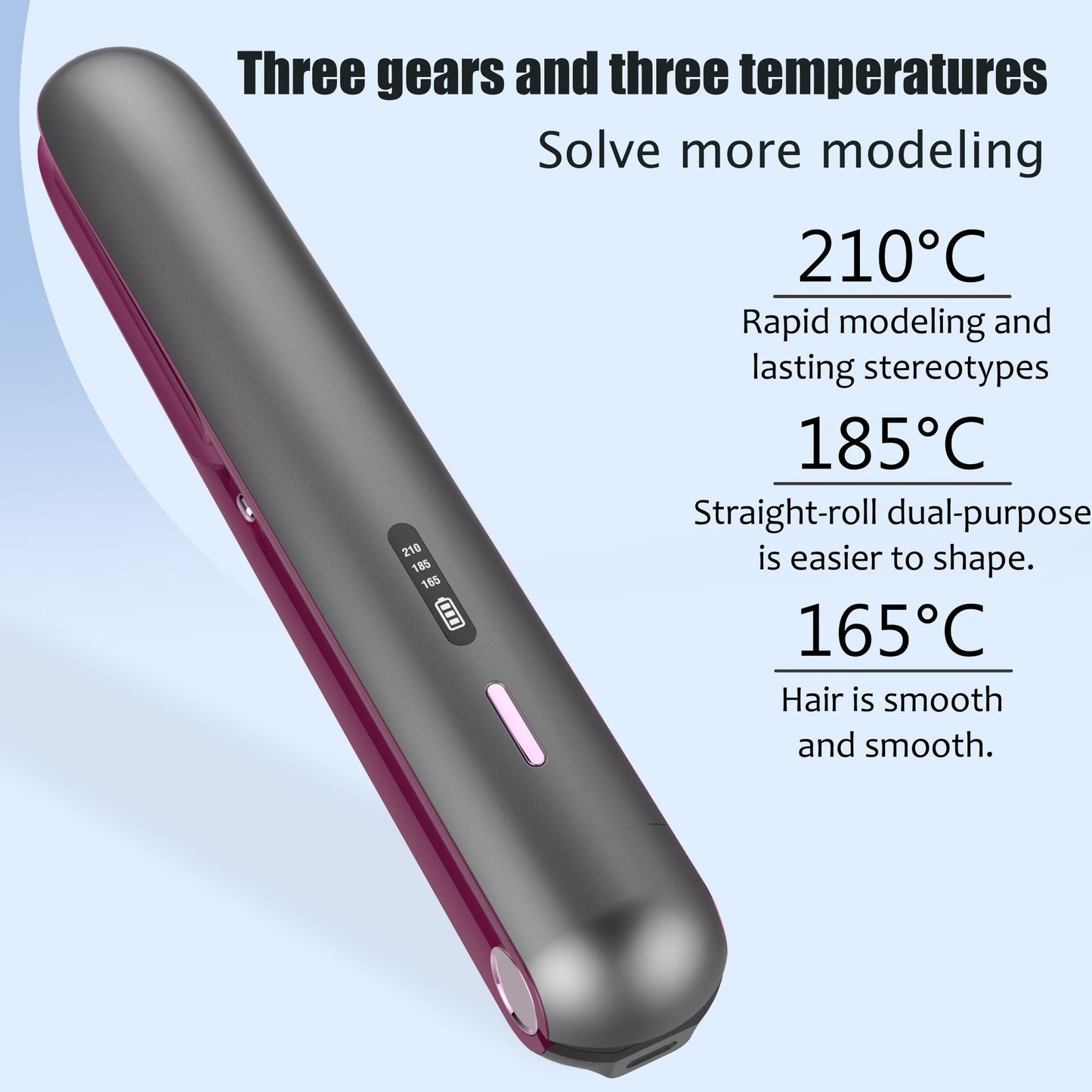 Wireless Charging Hair Straightener – Mini Ceramic 2-in-1 Curling & Straightening Tool