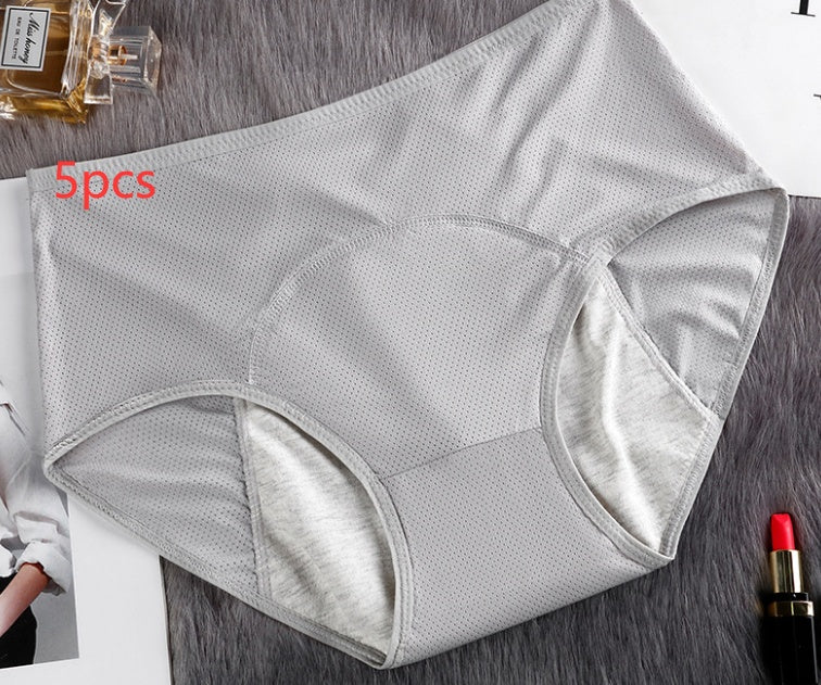 5PCS Women’s Menstrual Underwear – Leak-Proof Absorbent Period Panties, Nylon Comfort Mid-Rise