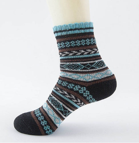 Winter Warm Stripe Wool Socks – 5 Pairs Thick Casual Business Socks for Men