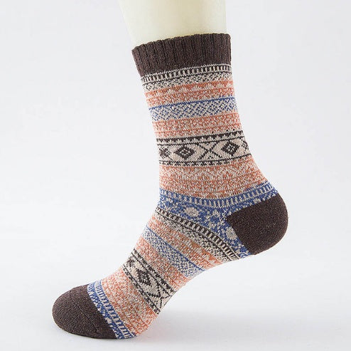 Winter Warm Stripe Wool Socks – 5 Pairs Thick Casual Business Socks for Men