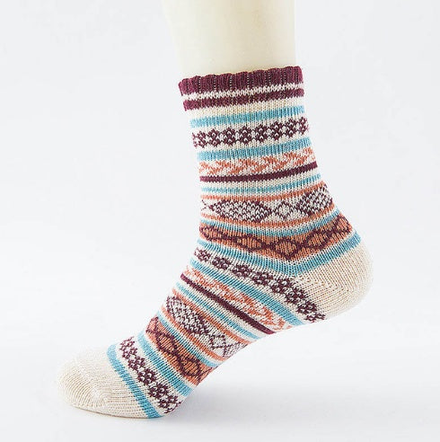 Winter Warm Stripe Wool Socks – 5 Pairs Thick Casual Business Socks for Men