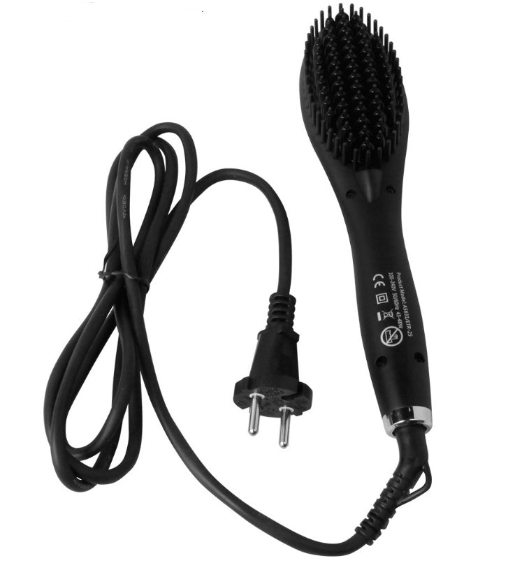 Ceramic Hair Straightening Brush – 3-in-1 Heated Detangling Comb with Anti-Frizz Technology