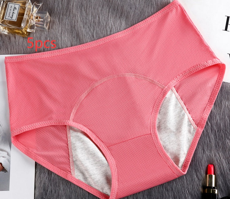 5PCS Women’s Menstrual Underwear – Leak-Proof Absorbent Period Panties, Nylon Comfort Mid-Rise