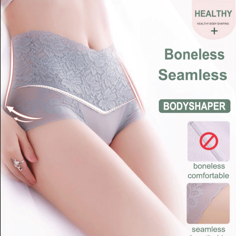 Women’s High-Waist Lace Cotton Briefs – Abdomen Control & Butt Lifting Underwear