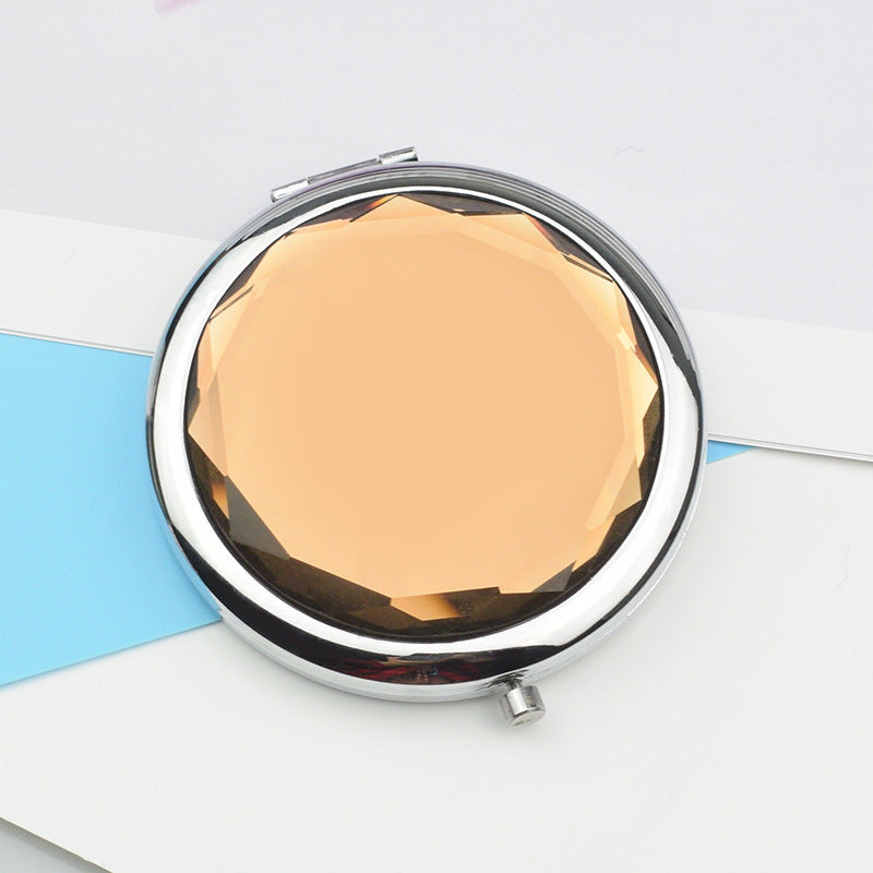 Folding Double-Sided Crystal Mirror – Portable Compact Makeup Mirror for Travel & Daily Use
