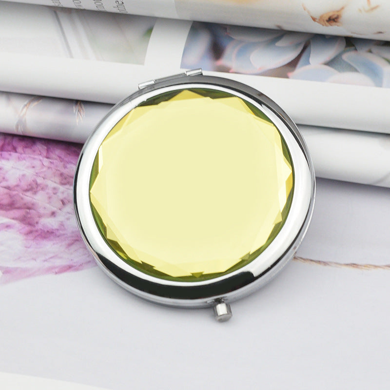 Folding Double-Sided Crystal Mirror – Portable Compact Makeup Mirror for Travel & Daily Use