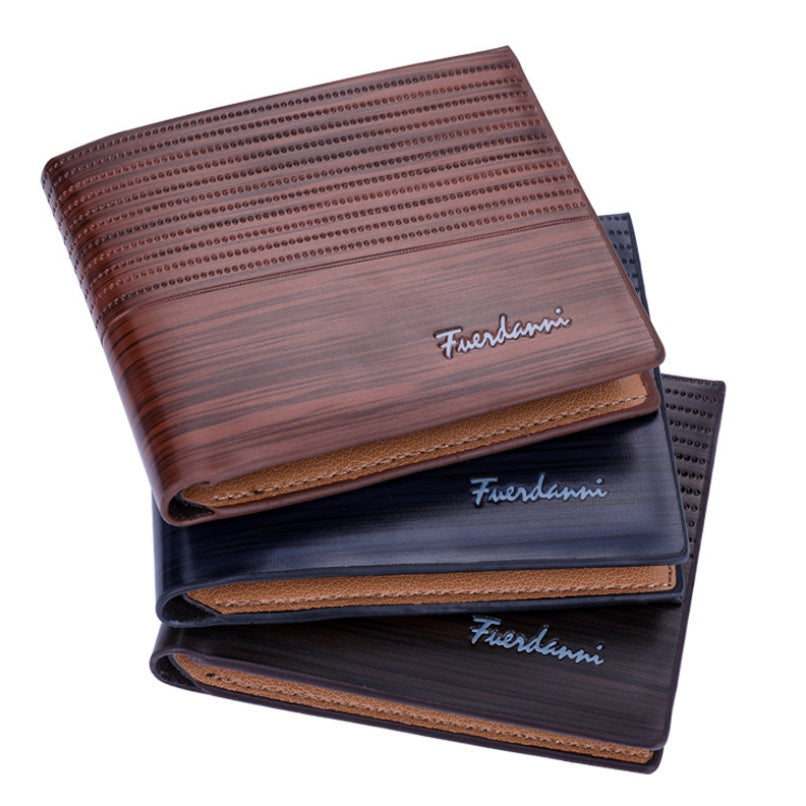Embossed PU Leather Wallet – Multi-Card Short Wallet with Zipper & Passport Holder