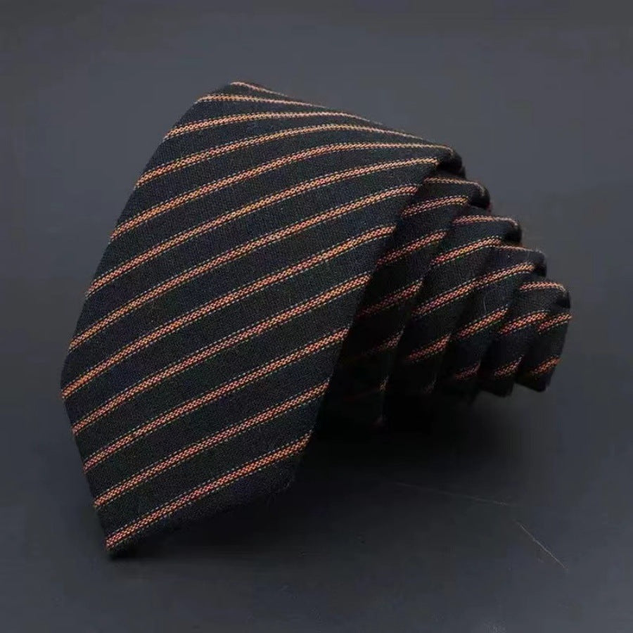 Men’s Business Fashion Tie – Thickened Sanded Fabric Striped & Solid Color Necktie