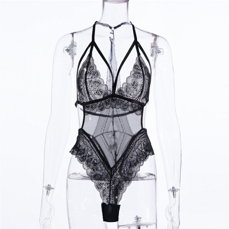 Women’s Lace Teddy Bodysuit – V-Neck Erotic Lingerie Babydoll