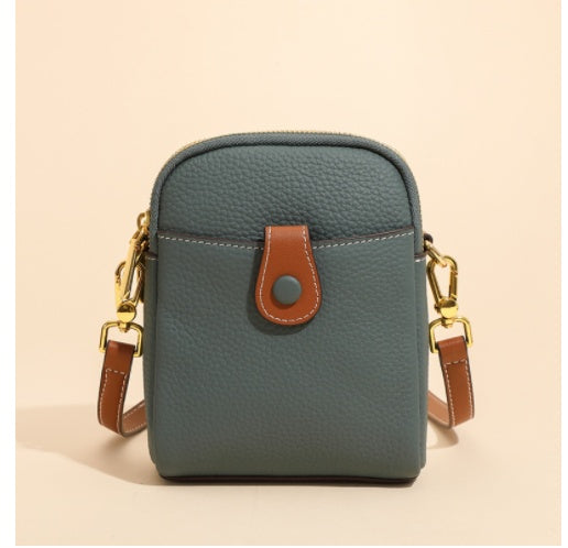 Women’s Leather Crossbody Phone Bag – Small Lychee Pattern Wallet Purse