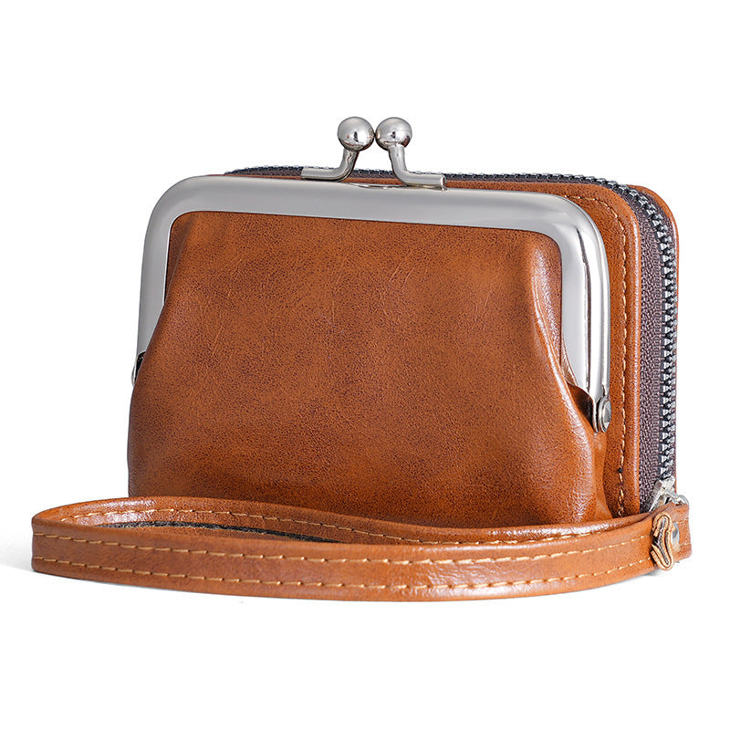Ladies’ Buckle Coin Purse – 4-Inch Retro Clip Small Wallet