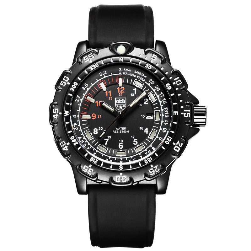 Men’s Military Quartz Watch – Waterproof 50M Sports Wristwatch with Alarm & Luminous Display