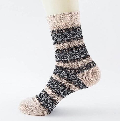 Winter Warm Stripe Wool Socks – 5 Pairs Thick Casual Business Socks for Men