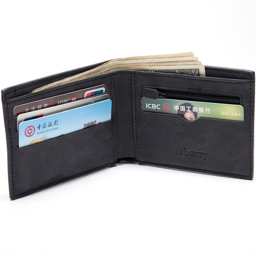 Fashion Men’s Wallet – Slim PU Leather Money Clip Wallet with Coin Pocket, Zipper & Card Holder