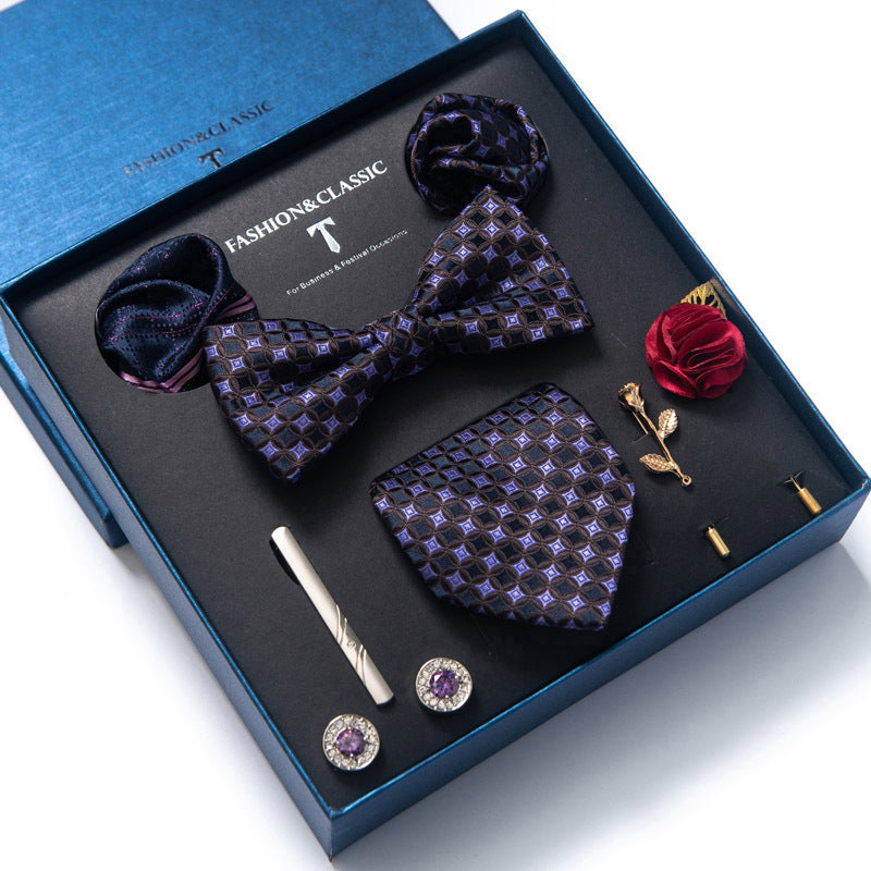 Men’s 8-Piece Bow Tie Set – Formal Jacquard Neckwear for Business, Party & Wedding