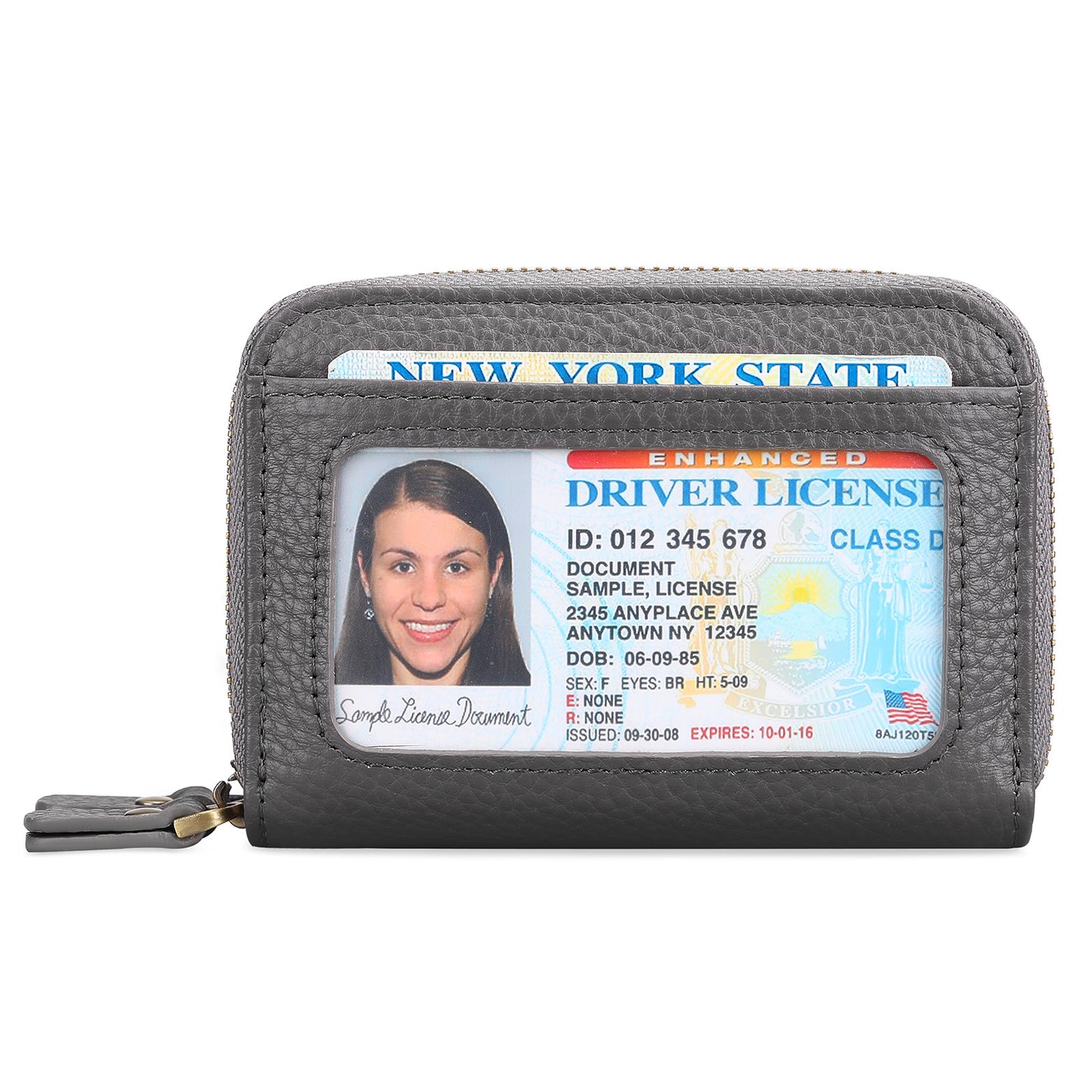 First Cowhide Double Layer Zipper Expanding Card Holder – Genuine Leather Anti-Theft Wallet with Gift Box