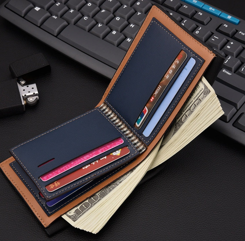 Embossed PU Leather Wallet – Multi-Card Short Wallet with Zipper & Passport Holder