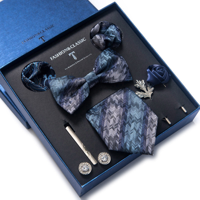 Men’s 8-Piece Bow Tie Set – Formal Jacquard Neckwear for Business, Party & Wedding