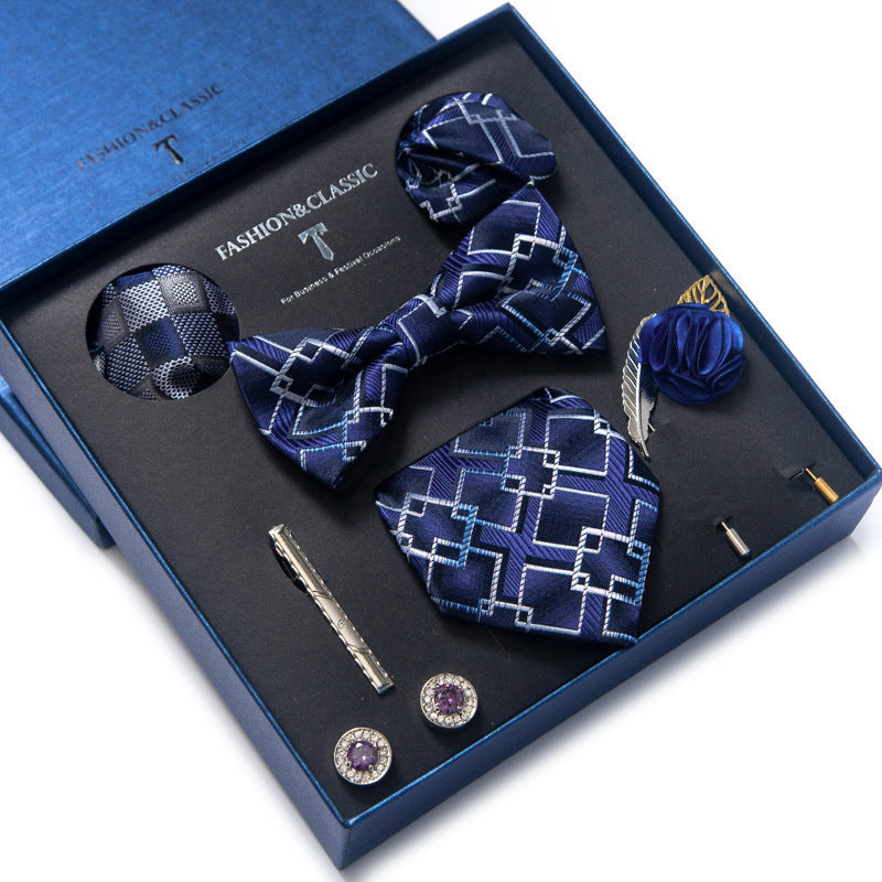 Men’s 8-Piece Bow Tie Set – Formal Jacquard Neckwear for Business, Party & Wedding