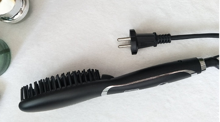 Ceramic Hair Straightening Brush – 3-in-1 Heated Detangling Comb with Anti-Frizz Technology