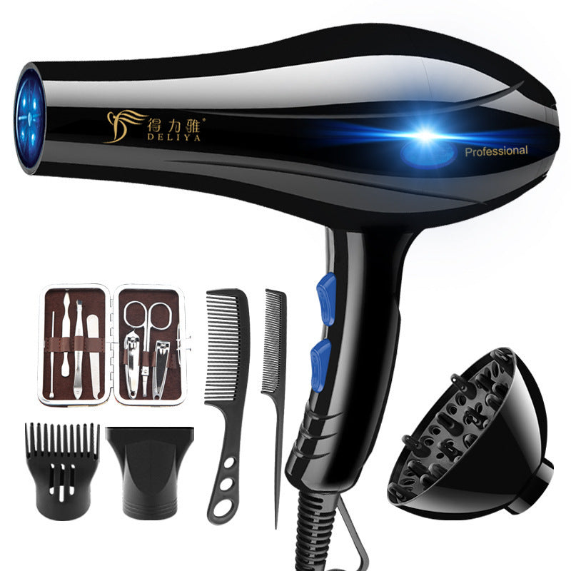 Home Hairdressing High-Power Hair Dryer – 2000W+ Blue Light Negative Ion, 5-Speed Hot & Cold Air
