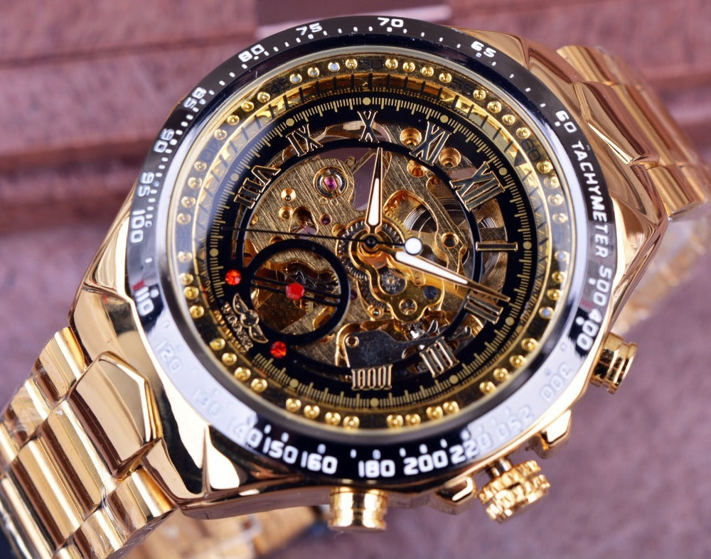 Personalized All-Steel Hollow Automatic Mechanical Watch for Men – Luxury Fashion Skeleton Design