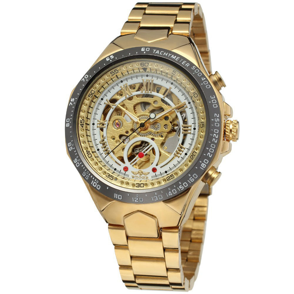 Personalized All-Steel Hollow Automatic Mechanical Watch for Men – Luxury Fashion Skeleton Design