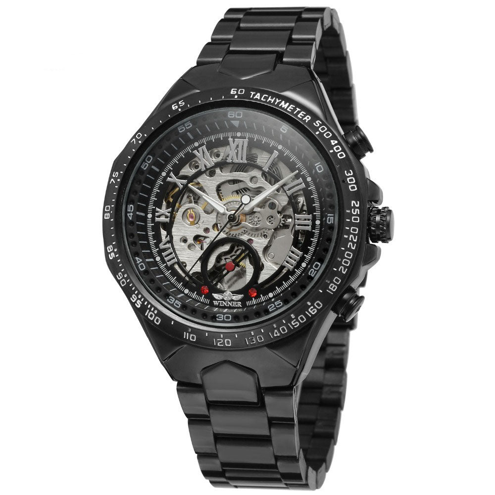 Personalized All-Steel Hollow Automatic Mechanical Watch for Men – Luxury Fashion Skeleton Design