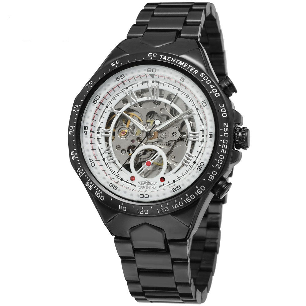 Personalized All-Steel Hollow Automatic Mechanical Watch for Men – Luxury Fashion Skeleton Design