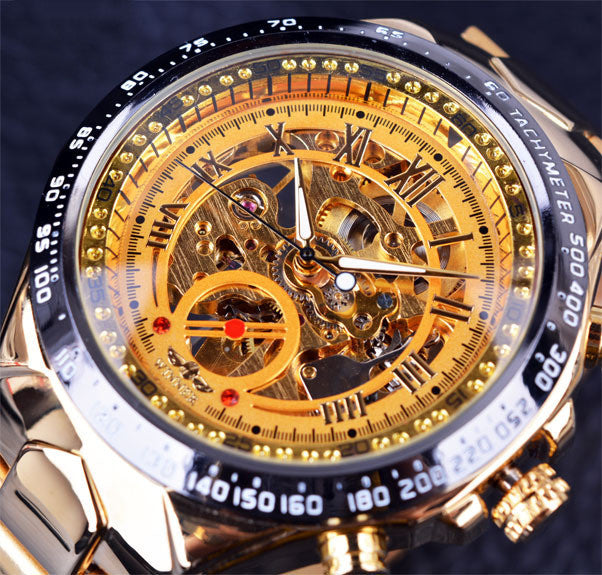 Personalized All-Steel Hollow Automatic Mechanical Watch for Men – Luxury Fashion Skeleton Design
