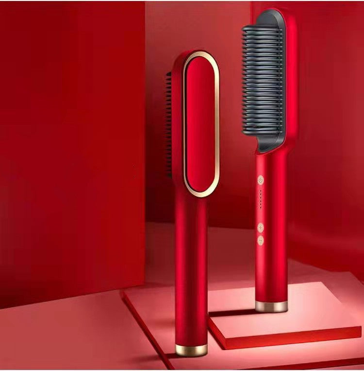 2-In-1 Hair Straightener Hot Comb – Negative Ion Curling Tong & Dual-Purpose Electric Hair Brush