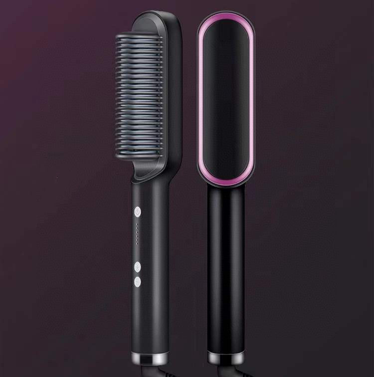 2-In-1 Hair Straightener Hot Comb – Negative Ion Curling Tong & Dual-Purpose Electric Hair Brush