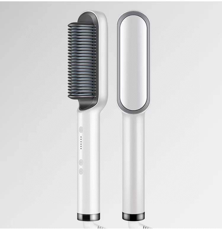 2-In-1 Hair Straightener Hot Comb – Negative Ion Curling Tong & Dual-Purpose Electric Hair Brush