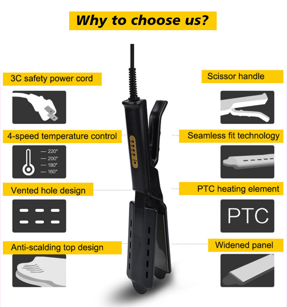 U.S. Standard Steam Hair Straightener – Non-injury Flat Iron Splint for Wet & Dry Hair