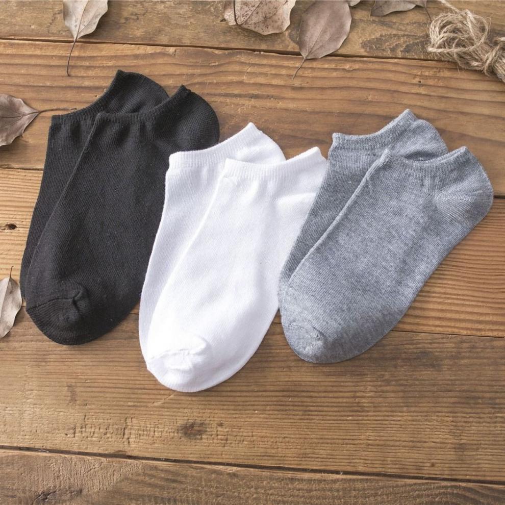 Korean Style Men’s Socks – Solid Color Casual Summer Socks (Size 35-43)