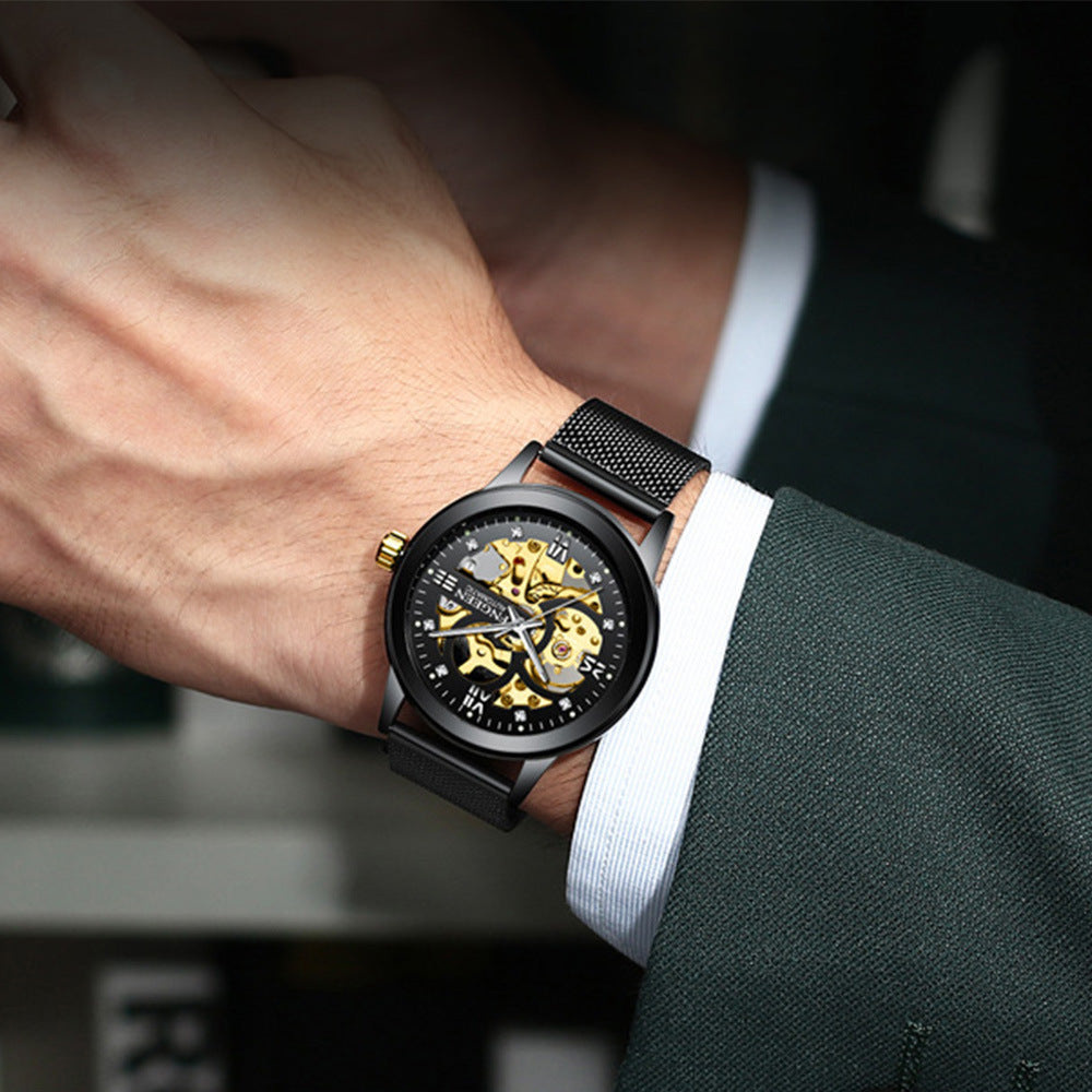 Fashion Luxury Mechanical Watch – Men’s Luminous Waterproof Business Wristwatch with Stainless Steel Band
