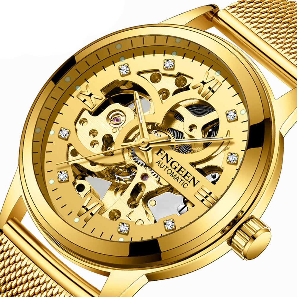 Fashion Luxury Mechanical Watch – Men’s Luminous Waterproof Business Wristwatch with Stainless Steel Band