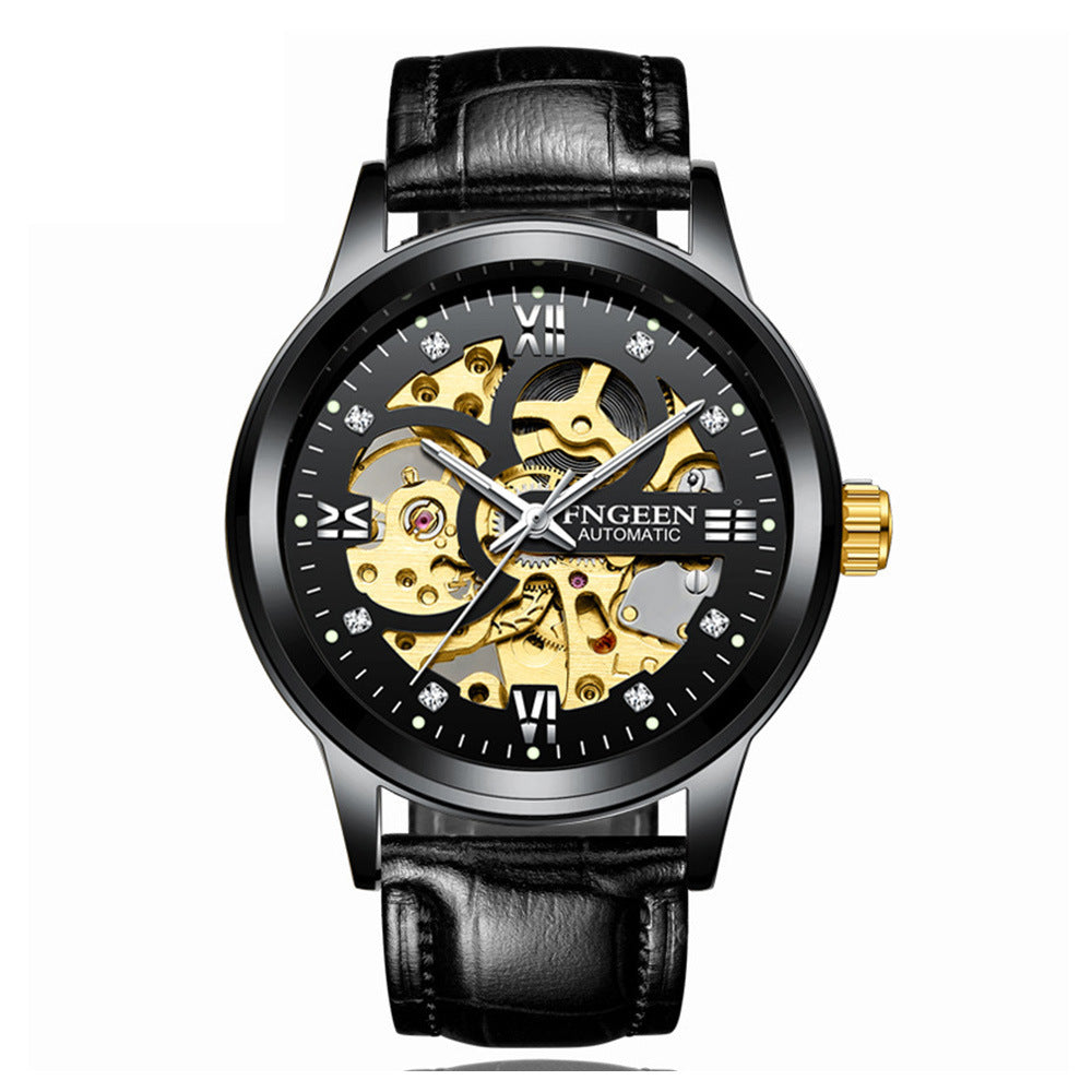 Fashion Luxury Mechanical Watch – Men’s Luminous Waterproof Business Wristwatch with Stainless Steel Band