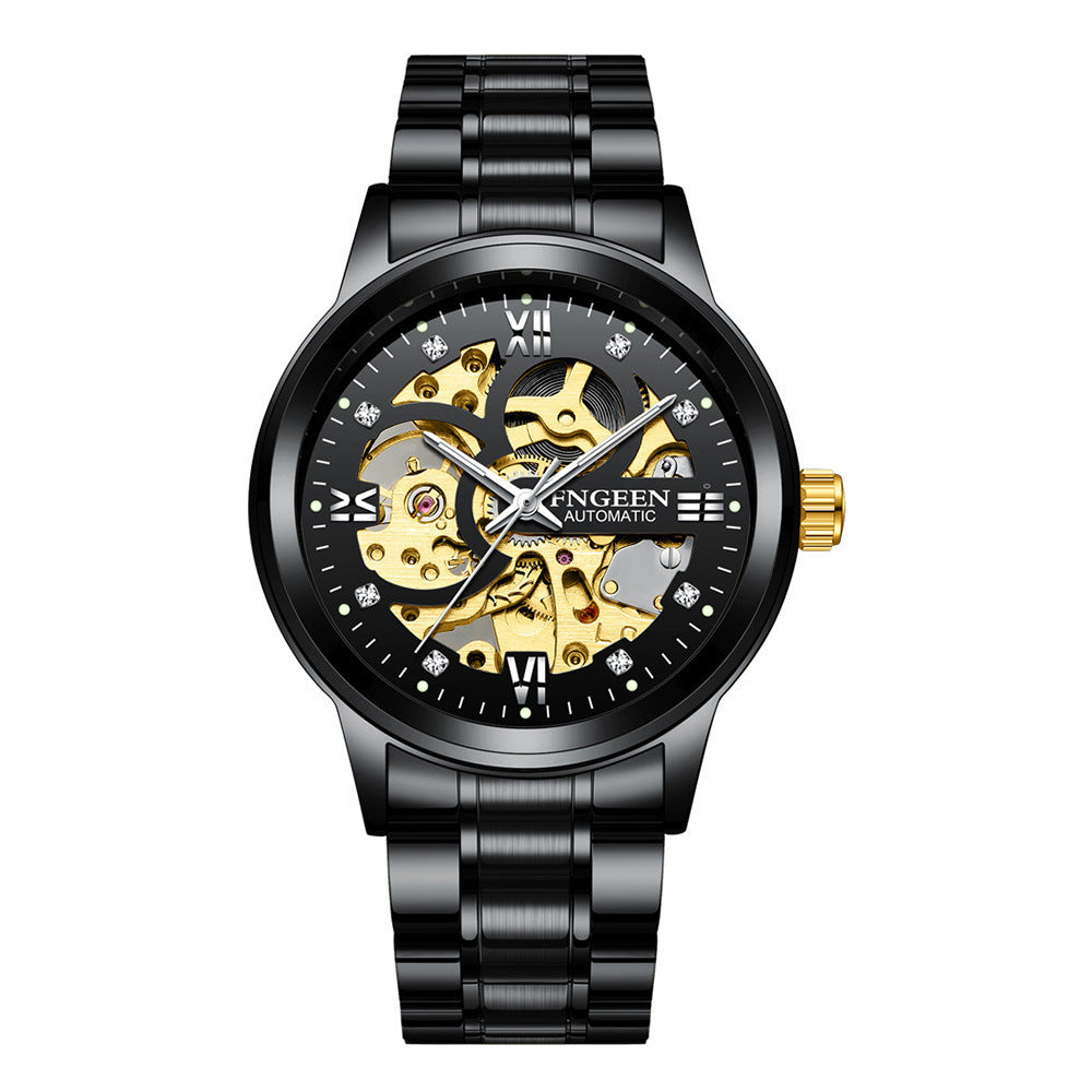Fashion Luxury Mechanical Watch – Men’s Luminous Waterproof Business Wristwatch with Stainless Steel Band